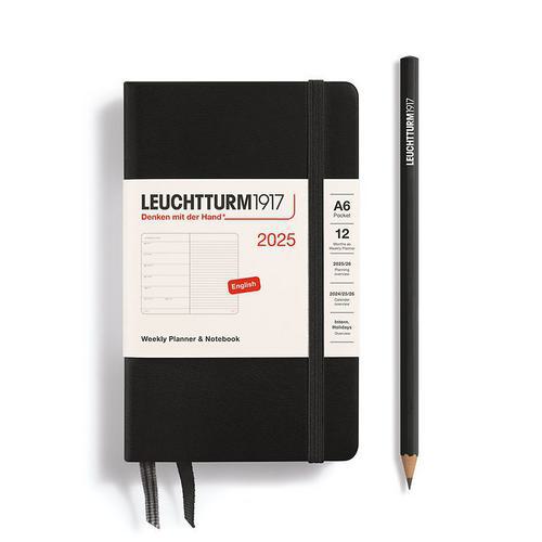 Leuchtturm, Black, Planners, Art & School, 2025, A6, Pocket, Weekly, Notebook, 816307